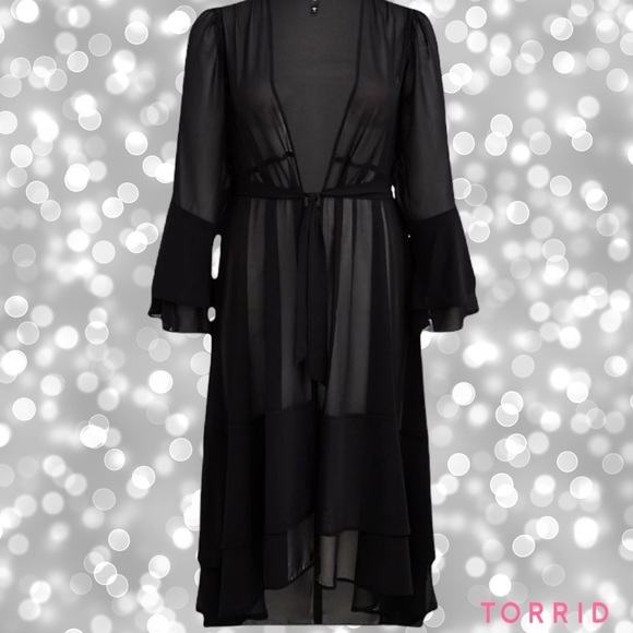 torrid Other - Torrid | Ruffle Maxi Swim Kimono | Black | Size 3x